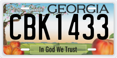 GA license plate CBK1433