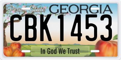 GA license plate CBK1453