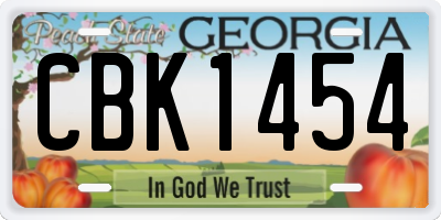 GA license plate CBK1454