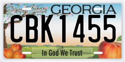 GA license plate CBK1455