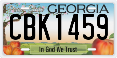 GA license plate CBK1459