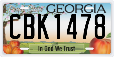 GA license plate CBK1478