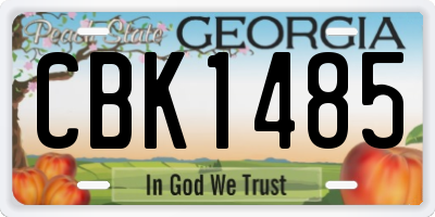 GA license plate CBK1485