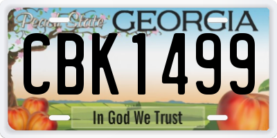 GA license plate CBK1499