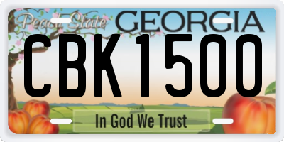 GA license plate CBK1500
