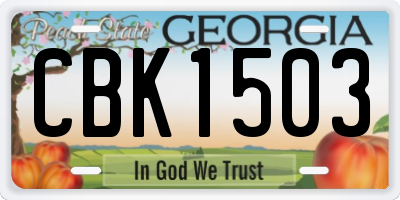 GA license plate CBK1503