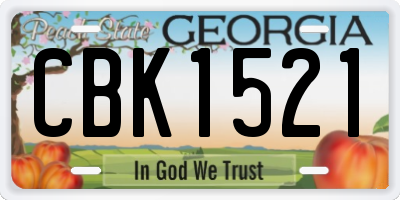 GA license plate CBK1521
