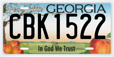 GA license plate CBK1522