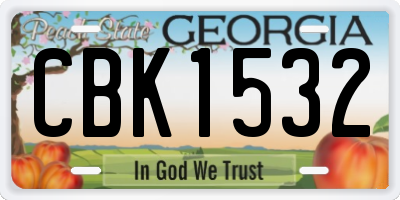 GA license plate CBK1532