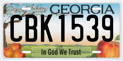 GA license plate CBK1539