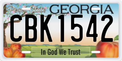 GA license plate CBK1542