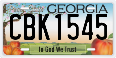 GA license plate CBK1545