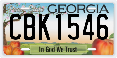 GA license plate CBK1546