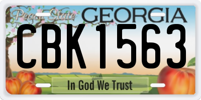 GA license plate CBK1563