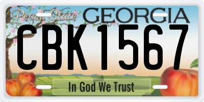 GA license plate CBK1567