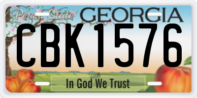 GA license plate CBK1576