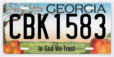 GA license plate CBK1583