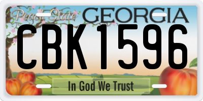 GA license plate CBK1596