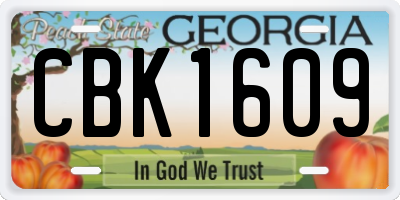 GA license plate CBK1609
