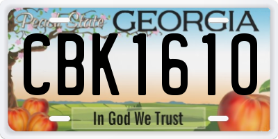 GA license plate CBK1610