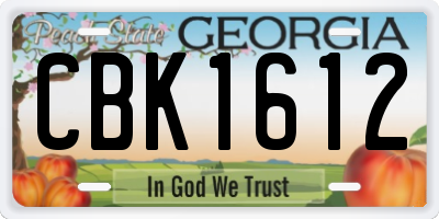 GA license plate CBK1612