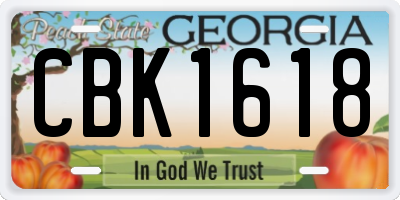 GA license plate CBK1618