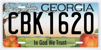 GA license plate CBK1620