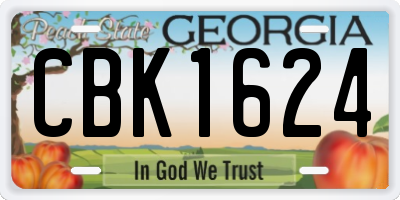 GA license plate CBK1624