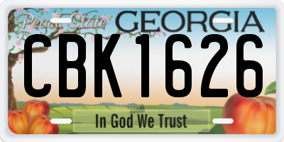 GA license plate CBK1626