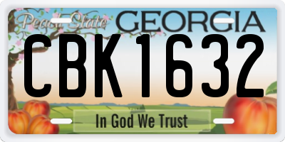 GA license plate CBK1632
