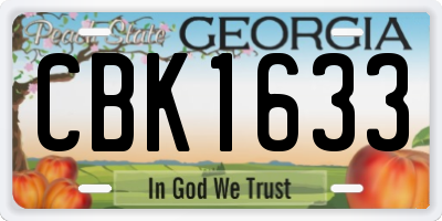 GA license plate CBK1633