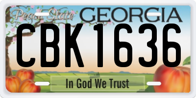 GA license plate CBK1636