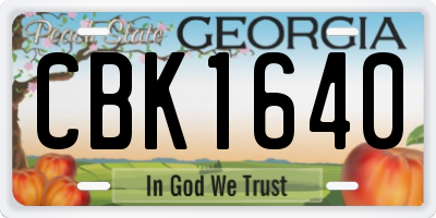GA license plate CBK1640