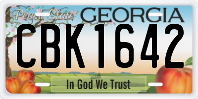 GA license plate CBK1642