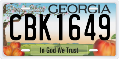 GA license plate CBK1649