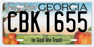 GA license plate CBK1655