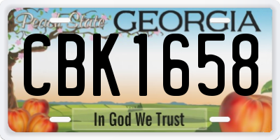 GA license plate CBK1658