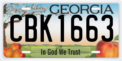 GA license plate CBK1663