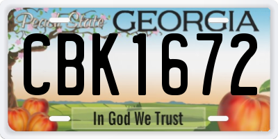 GA license plate CBK1672