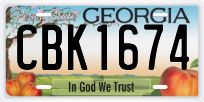 GA license plate CBK1674