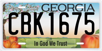 GA license plate CBK1675