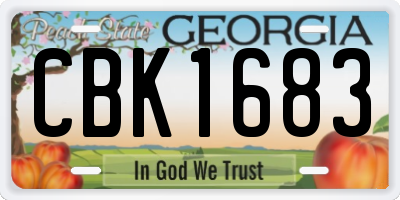 GA license plate CBK1683
