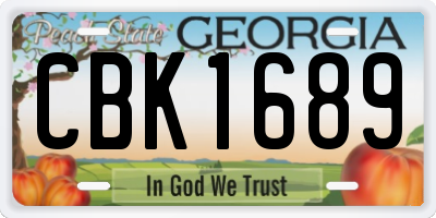 GA license plate CBK1689