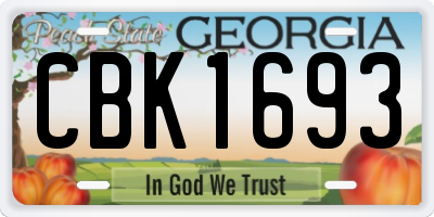 GA license plate CBK1693