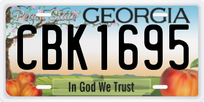 GA license plate CBK1695