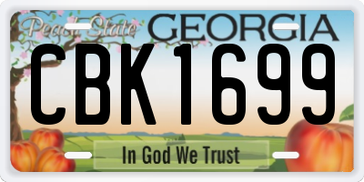 GA license plate CBK1699