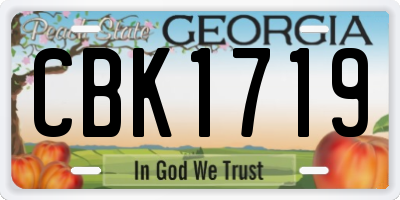 GA license plate CBK1719