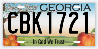 GA license plate CBK1721