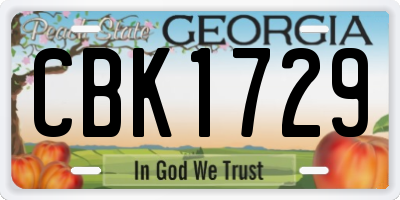 GA license plate CBK1729