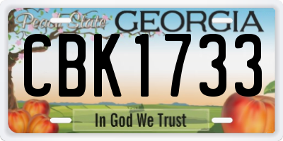 GA license plate CBK1733